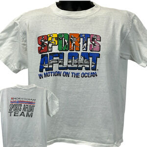 Vintage Norwegian Cruise Line Sports Afloat T Shirt Mens M Medium White 80s NCL